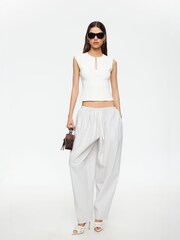 Lioness White Aura Relaxed High Waisted Trousers - Image 2 of 5