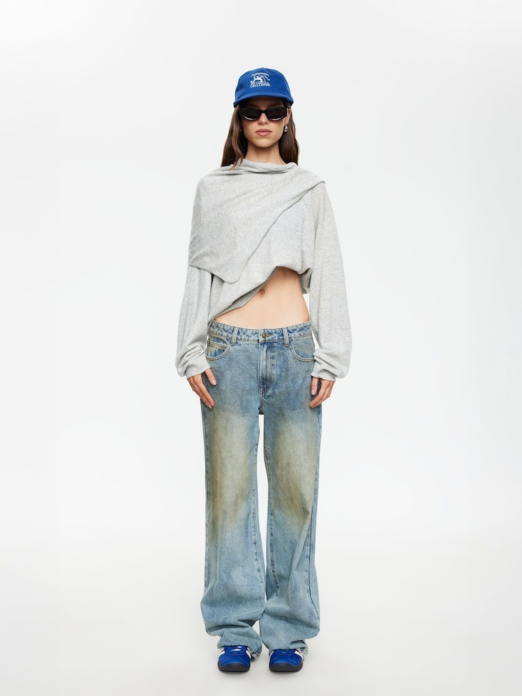 Lioness Grey Olsen Relaxed Collared Knit Top - Image 1 of 5