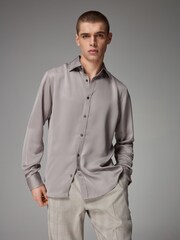 Neutral Champagne Regular Fit EDIT Satin Shirt - Image 3 of 9