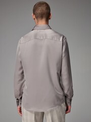 Neutral Champagne Regular Fit EDIT Satin Shirt - Image 4 of 9