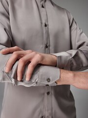 Neutral Champagne Regular Fit EDIT Satin Shirt - Image 5 of 9