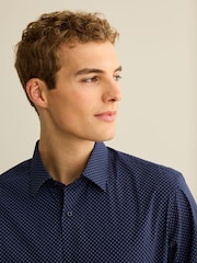 Navy Blue Geometric Print Motionflex Shirt - Image 1 of 8