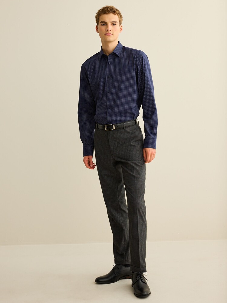 Navy Blue Geometric Print Motionflex Shirt - Image 2 of 8