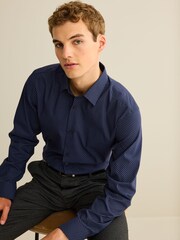 Navy Blue Geometric Print Motionflex Shirt - Image 4 of 8