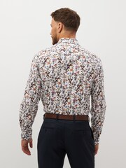 White Floral Regular Fit Printed Trimmed Shirt - Image 3 of 8