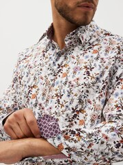 White Floral Regular Fit Printed Trimmed Shirt - Image 5 of 8