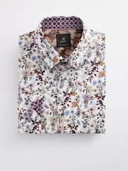 White Floral Regular Fit Printed Trimmed Shirt - Image 6 of 8