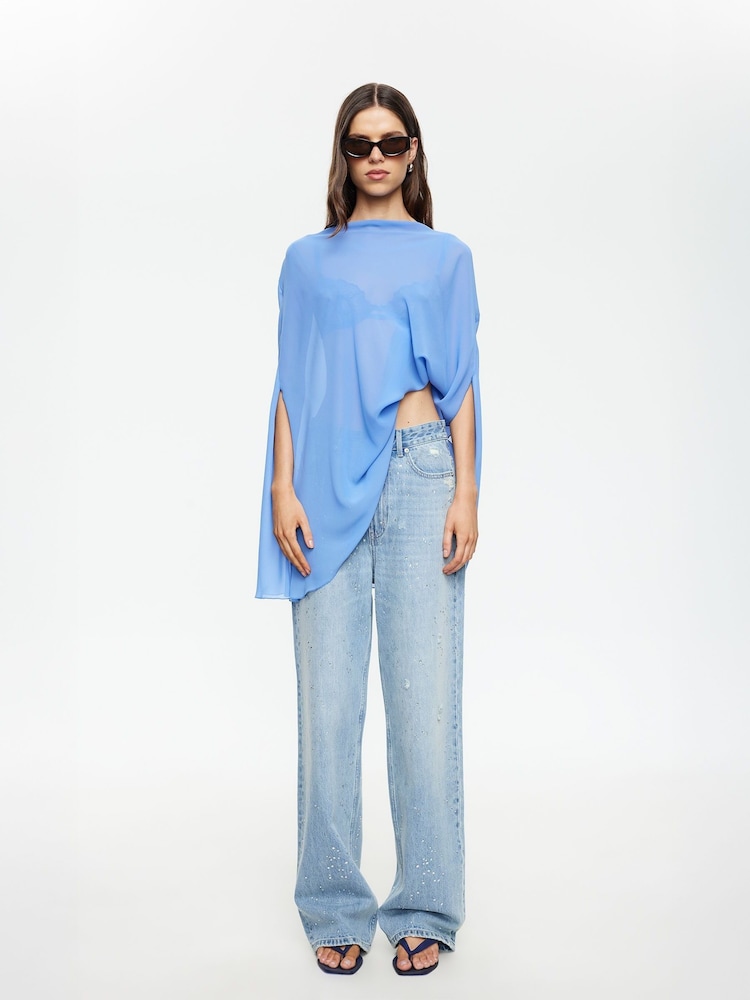 Lioness Blue Aura Relaxed Draped Poncho - Image 1 of 5