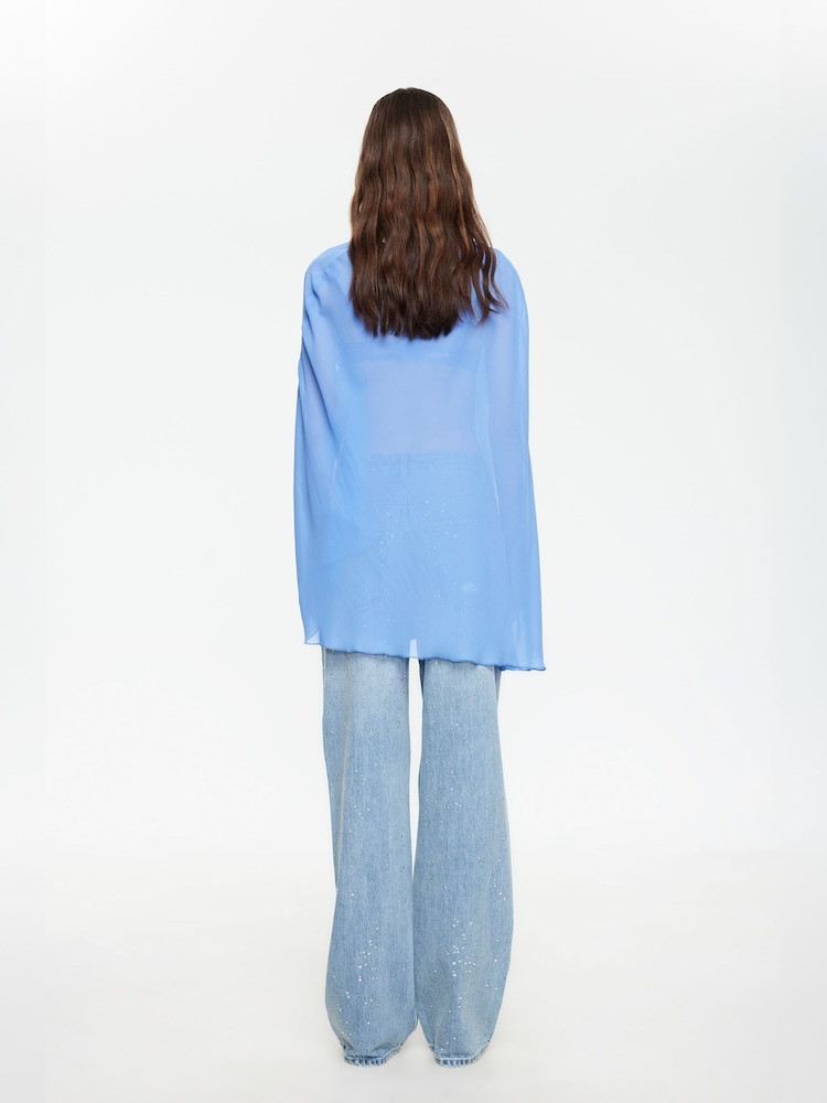 Lioness Blue Aura Relaxed Draped Poncho - Image 2 of 5