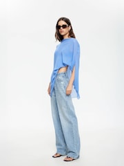 Lioness Blue Aura Relaxed Draped Poncho - Image 3 of 5