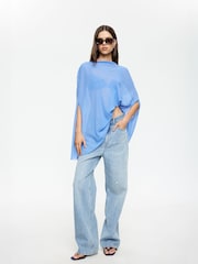Lioness Blue Aura Relaxed Draped Poncho - Image 4 of 5