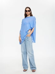 Lioness Blue Aura Relaxed Draped Poncho - Image 5 of 5