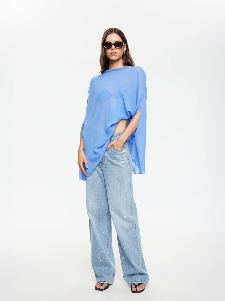 Lioness Blue Aura Relaxed Draped Poncho - Image 5 of 5