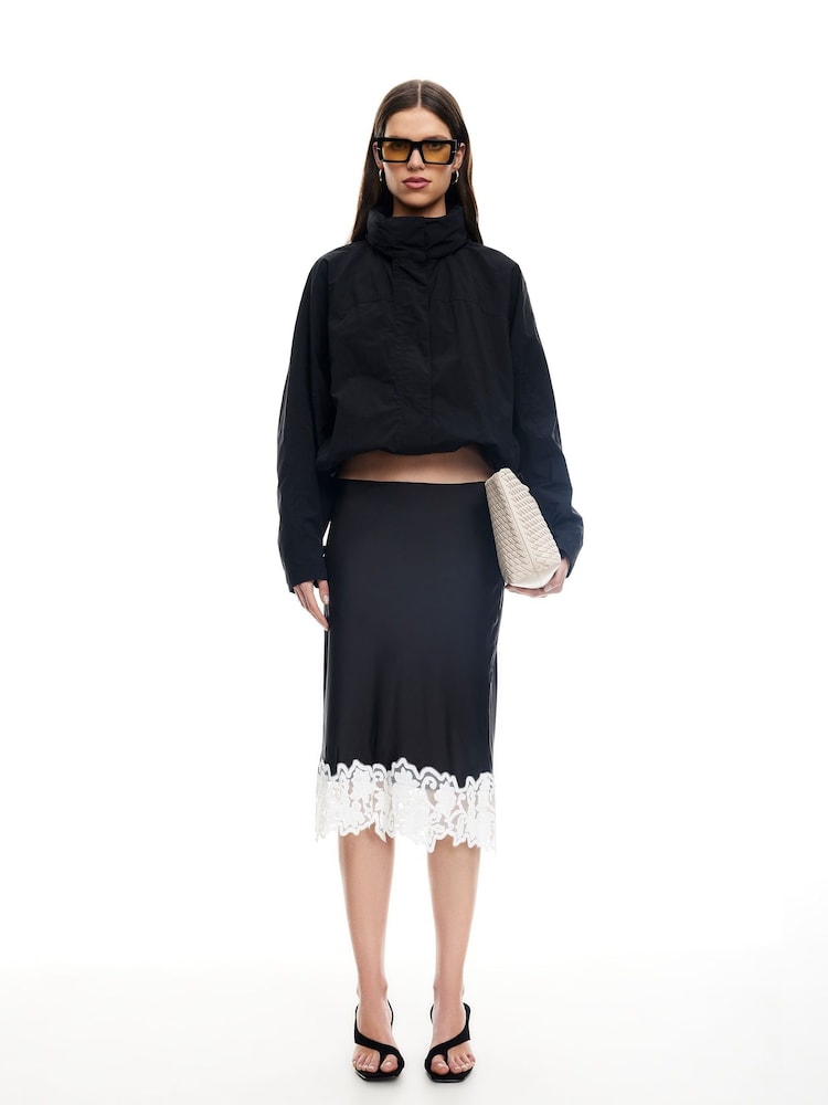 Lioness Black Shoreline High Neck Cropped Windbreaker - Image 1 of 5