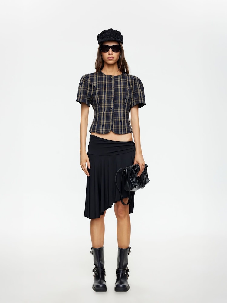 Lioness Black Safari Polka Dot Wrap Midi Skirt - Image 1 of 5