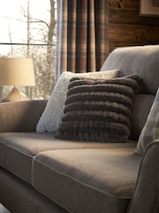 Charcoal Grey Coco Ruched Faux Fur 43 x 43cm Cushion - Image 1 of 6