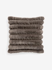 Charcoal Grey Coco Ruched Faux Fur 43 x 43cm Cushion - Image 5 of 6