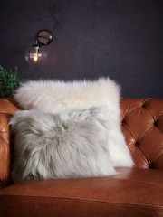 Grey Long Faux Fur 50 x 30cm Cushion - Image 2 of 6