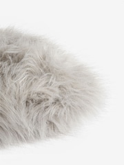 Grey Long Faux Fur 50 x 30cm Cushion - Image 3 of 6