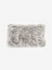Grey Long Faux Fur 50 x 30cm Cushion - Image 6 of 6