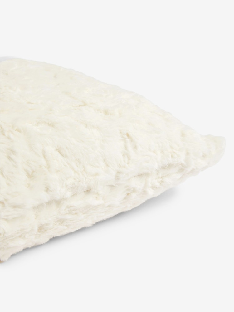 Ivory Mila Textured Faux Fur Cushion - Image 2 of 7