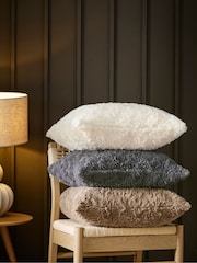 Ivory Mila Textured Faux Fur Cushion - Image 3 of 7