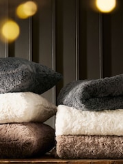 Ivory Mila Textured Faux Fur Cushion - Image 5 of 7