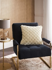 Ivory Natural 50 x 50cm Luna Scallop Faux Fur Cushion - Image 1 of 5