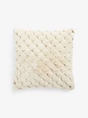 Ivory Natural 50 x 50cm Luna Scallop Faux Fur Cushion - Image 2 of 5