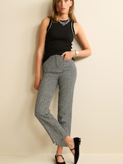 Black/White Tweed Style Taper Trousers - Image 2 of 3