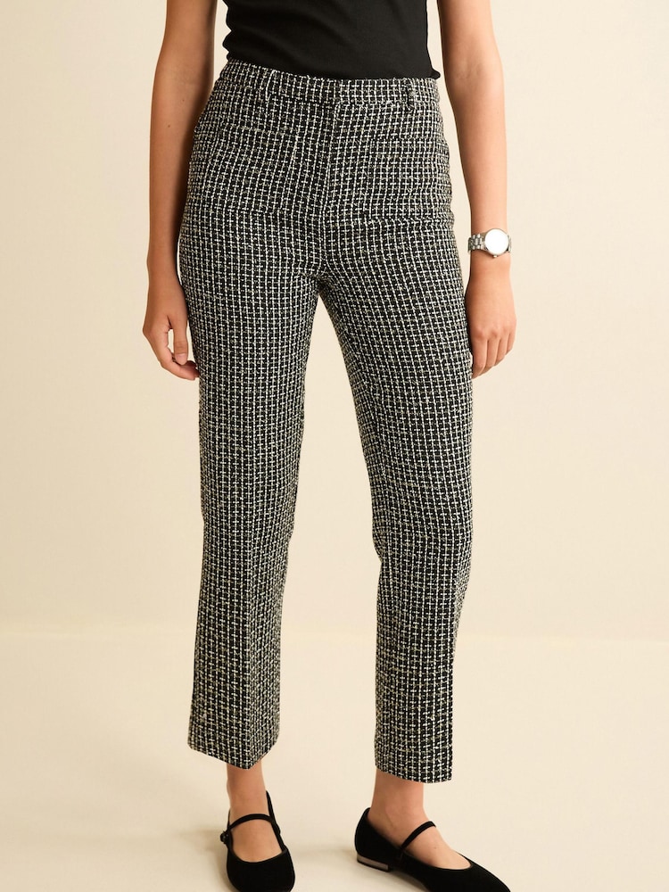 Black/White Tweed Style Taper Trousers - Image 3 of 3