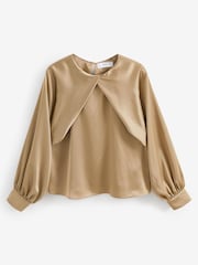 Oyster Pleat Front Long Sleeve Blouse - Image 6 of 7