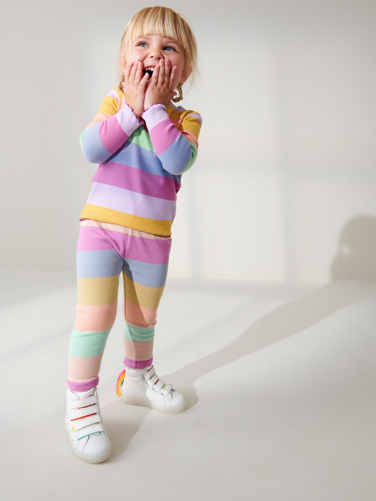 Rainbow Stripe Rib Jersey Leggings (3mths-7yrs) - Image 2 of 6