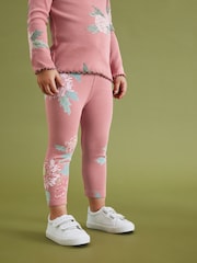 Pink Floral Rib Jersey Leggings (3mths-7yrs) - Image 1 of 6