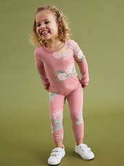 Pink Floral Rib Jersey Leggings (3mths-7yrs) - Image 2 of 6