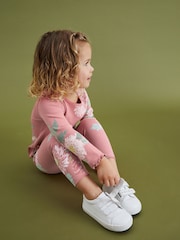 Pink Floral Rib Jersey Leggings (3mths-7yrs) - Image 4 of 6