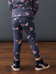 Navy Unicorn Rib Jersey Leggings (3mths-7yrs) - Image 3 of 7