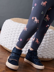 Navy Unicorn Rib Jersey Leggings (3mths-7yrs) - Image 4 of 7