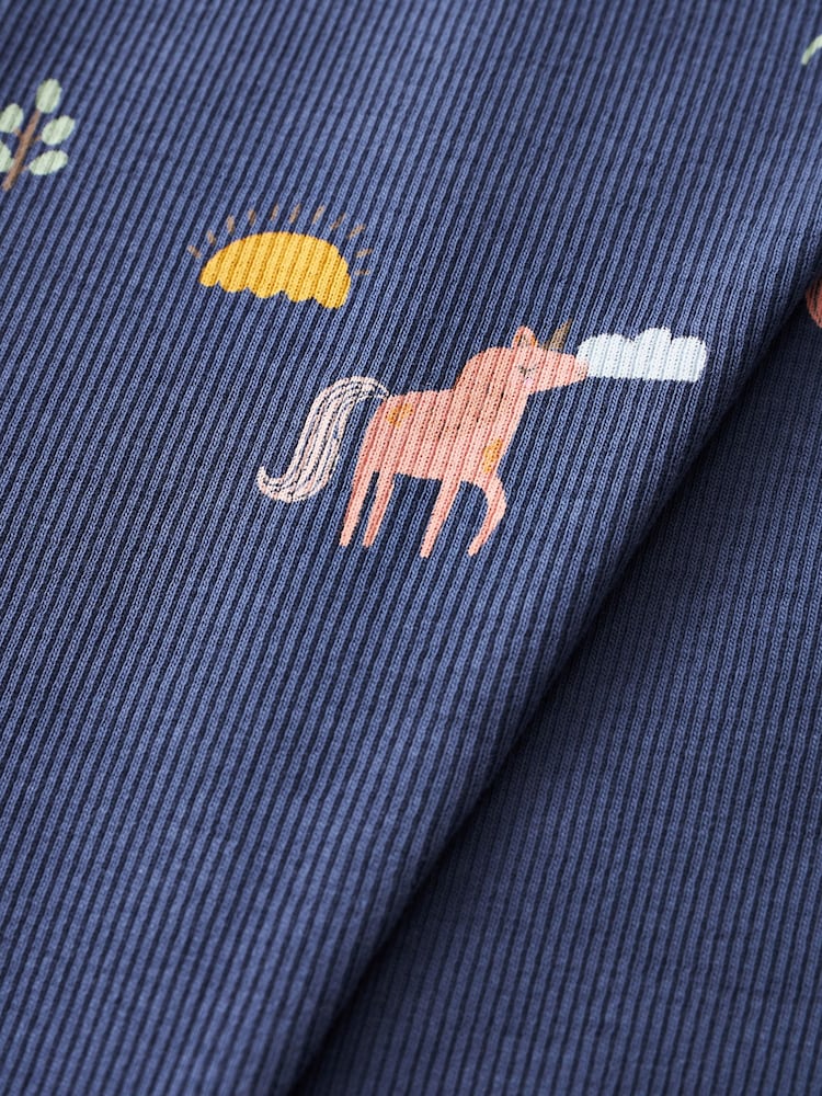 Navy Unicorn Rib Jersey Leggings (3mths-7yrs) - Image 7 of 7