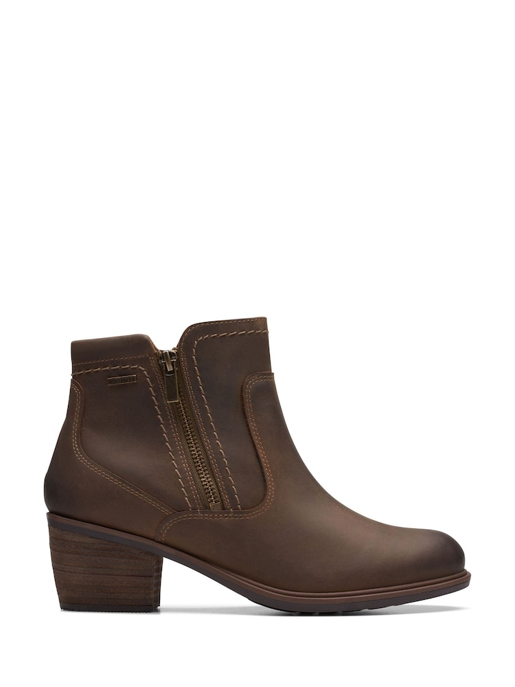 Clarks Brown Leather Neva Western Boots - Image 1 of 7