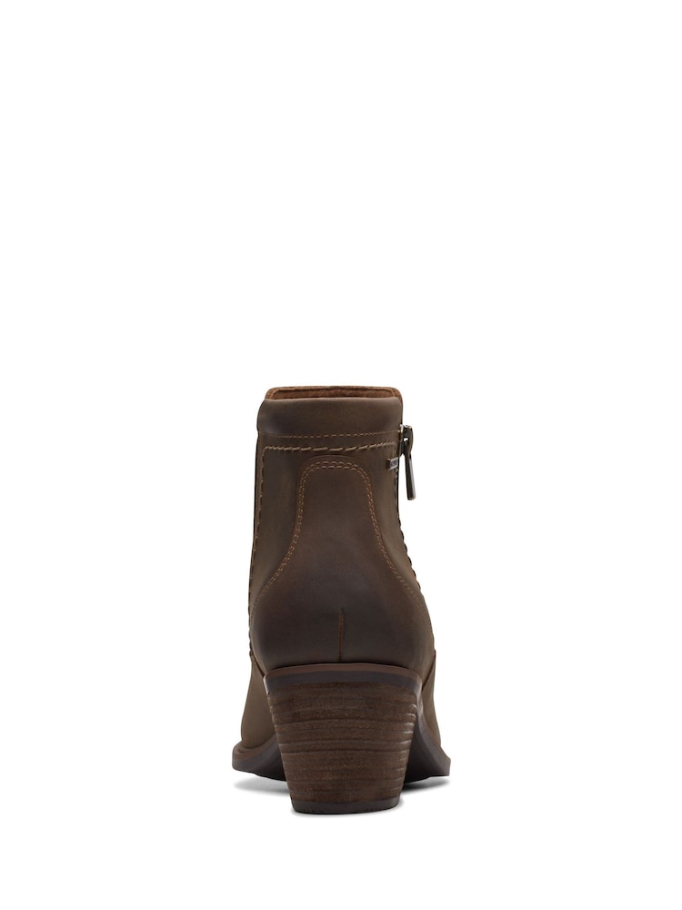 Clarks Brown Leather Neva Western Boots - Image 2 of 7