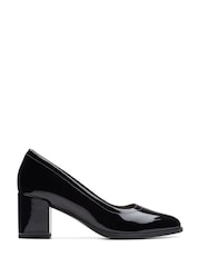 Clarks Black Standard Fit (F) Patent Freva 55 Court Shoes - Image 1 of 7