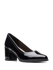 Clarks Black Standard Fit (F) Patent Freva 55 Court Shoes - Image 3 of 7