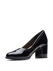 Clarks Black Standard Fit (F) Patent Freva 55 Court Shoes - Image 4 of 7