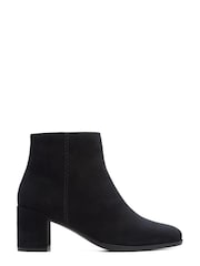 Clarks Black Wide Fit (G) Suede Freva55 Zip Boots - Image 1 of 7