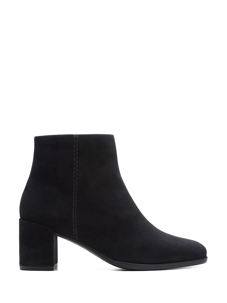 Clarks Black Standard Fit (F) Suede Freva55 Zip Boots - Image 1 of 7