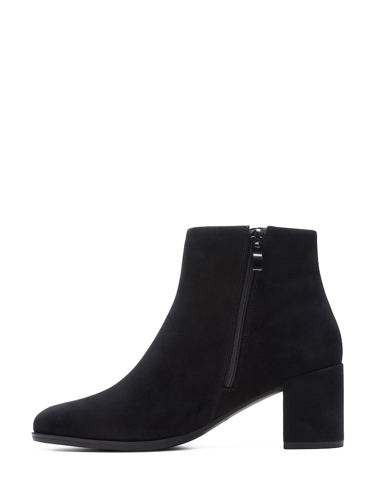 Clarks Black Standard Fit (F) Suede Freva55 Zip Boots - Image 2 of 7