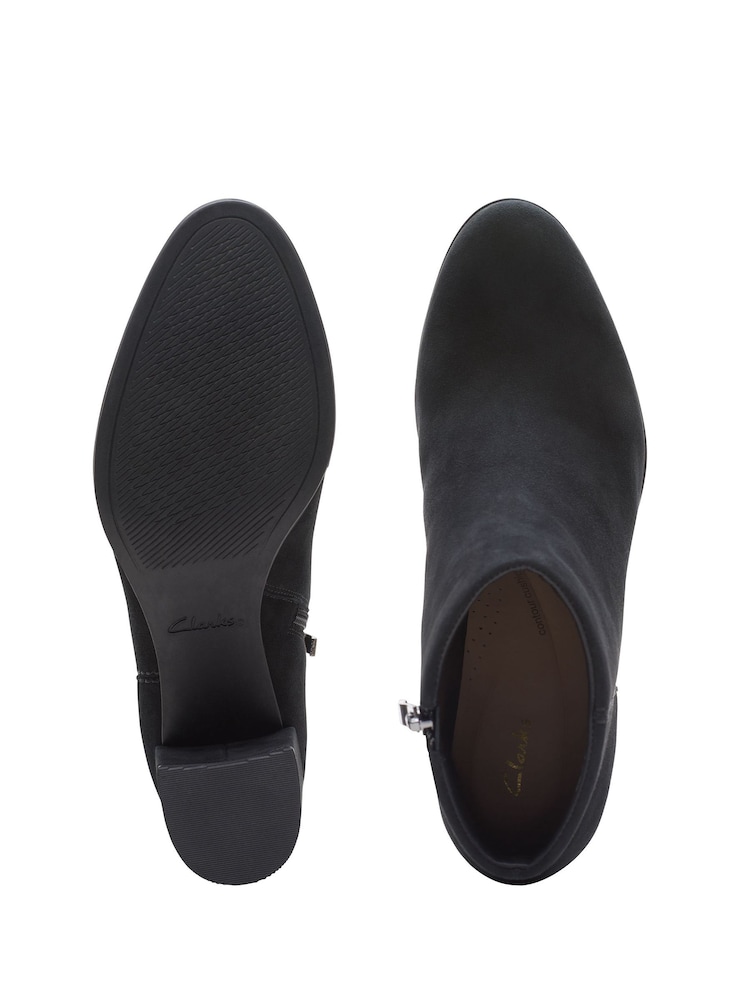 Clarks Black Standard Fit (F) Suede Freva55 Zip Boots - Image 7 of 7