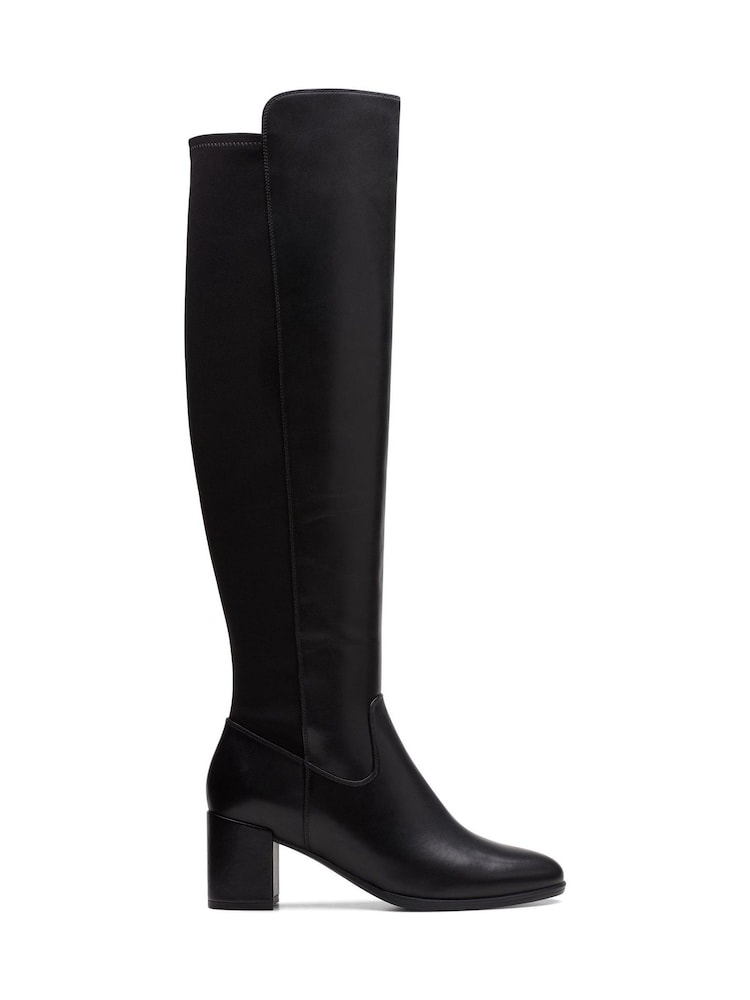 Clarks Black Leather Freva 55 Stretch Boots - Image 1 of 7