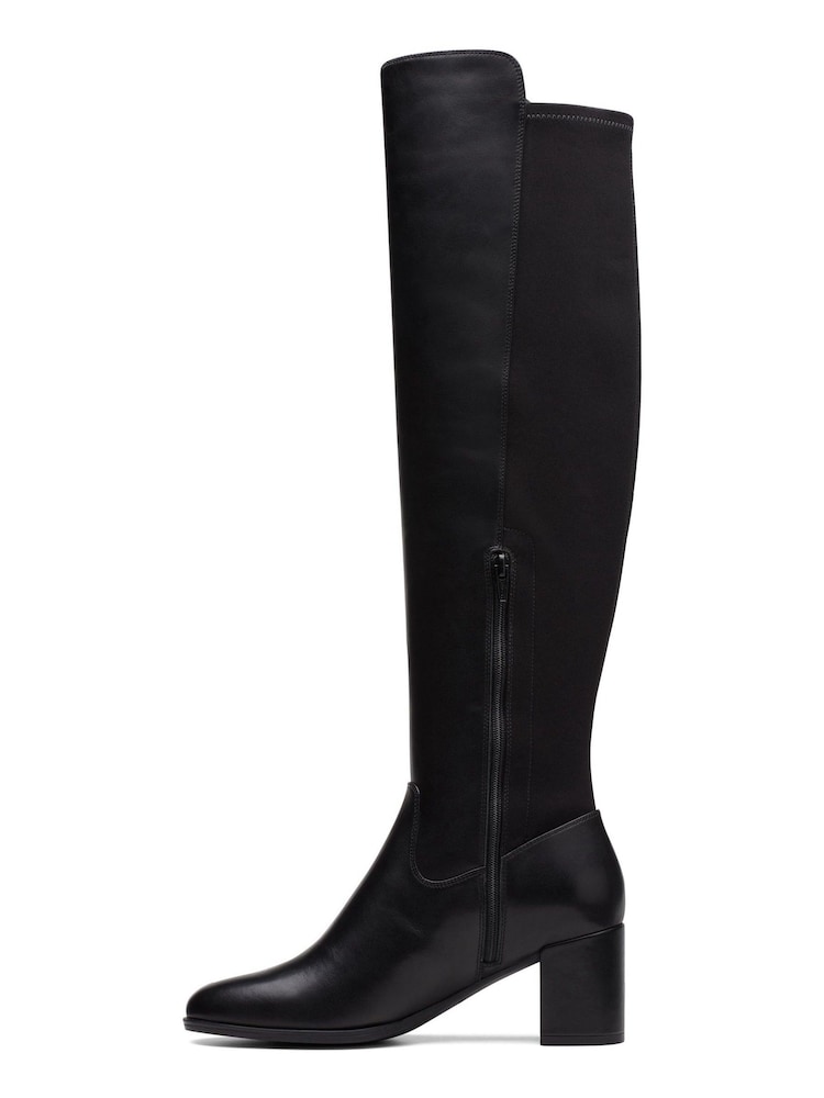 Clarks Black Leather Freva 55 Stretch Boots - Image 2 of 7
